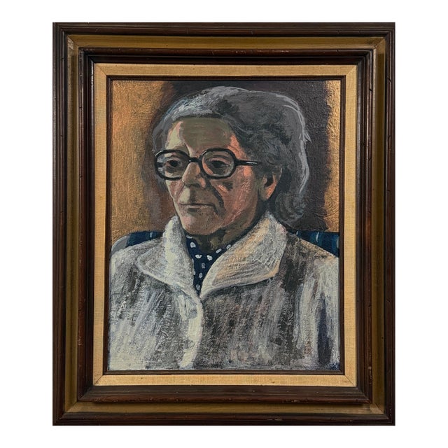 Vintage Expressionist Portrait of Woman by Jack Gerber, Signed (Acrylic) For Sale