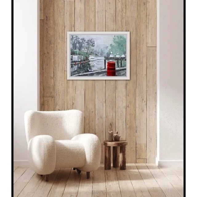 Contemporary Contemporary Coastal Oil Painting, Noyo Harbor Fog For Sale - Image 3 of 7