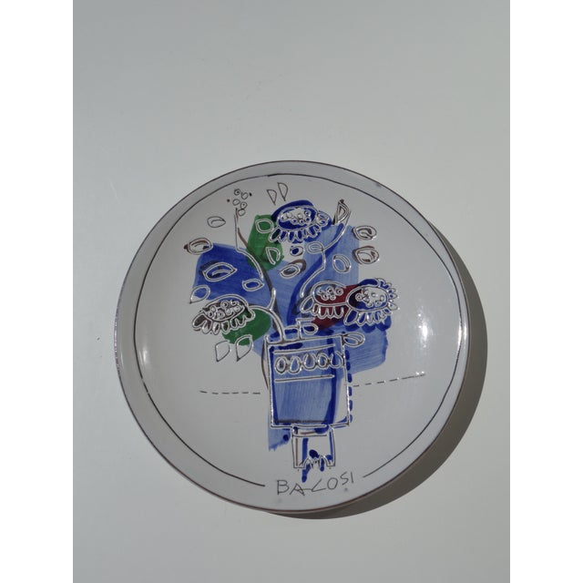 1970s Italian Art Ceramic Pottery Plate by Manlio Bacosi Deruta, 1970s For Sale - Image 5 of 8