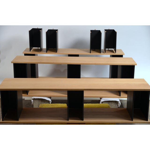 Modern Tall 'Horizontale' Black Steel and Oak Shelving Unit by Design Frères For Sale - Image 3 of 12
