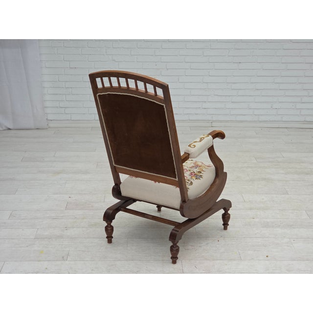 Danish Highback Rocking Chair in Handwoven Wool and Ash, 1930s For Sale - Image 13 of 18
