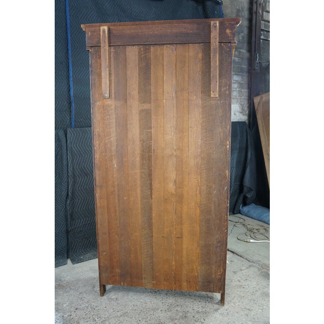 Antique American Victorian Slant Front Cabinet Bookcase Linen Press Wardrobe 75" For Sale - Image 11 of 13