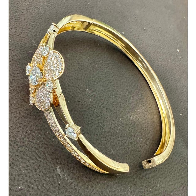 3.8 Carat Diamond 14 Karat Gold Cocktail Bangle Bracelet /cuff Estate 13.8 Gm For Sale - Image 9 of 18
