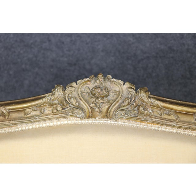 19th C Pair French Louis XV Yellow Carved Giltwood Armchairs For Sale - Image 13 of 17