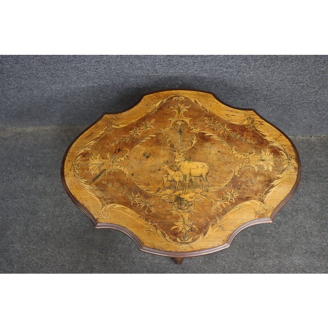 Victorian Black Forest Style Marquetry Walnut & Satinwood Occasional Table For Sale - Image 12 of 15