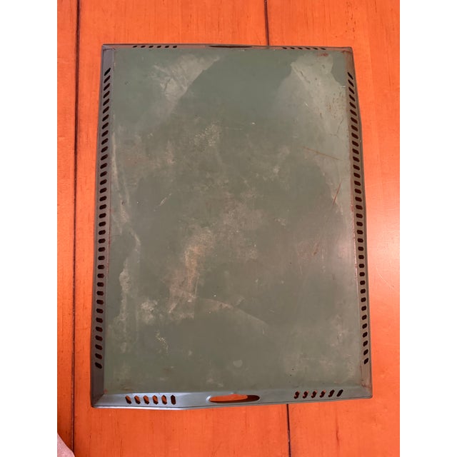 Mid 20th Century Vintage Floral Toleware Tray, Handpainted in Deep Green and Pastels For Sale - Image 5 of 12