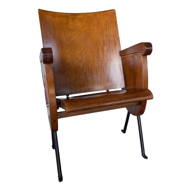 Vintage Beech Cinema Chair, 1950s For Sale