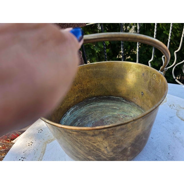 Pre-war brass pot, cauldron, pot, cauldron, dimensions measured without handle: height 17 cm, diameter 33.3 cm, width 34.5...