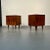 Pair of Danish Mid-Century Modern Style Geometric Nightstands, Walnut, Brass For Sale - Image 4 of 13