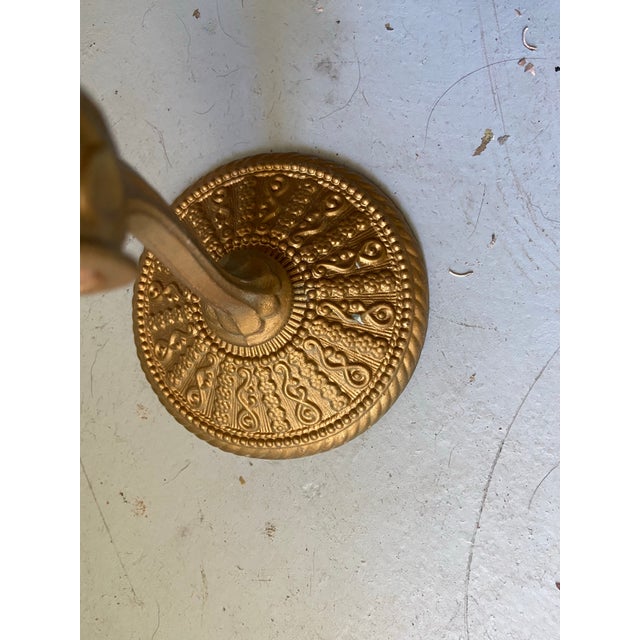 Vintage Ornate 1968 Brass Metal Bathroom Towel Rod End Caps - a Pair For Sale - Image 11 of 11
