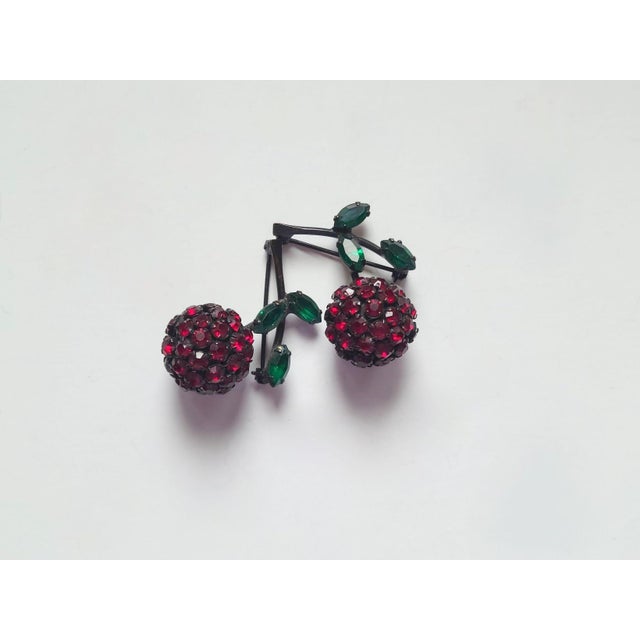 Contemporary Vintage Rhinestone Cherry Brooches Set For Sale - Image 3 of 8