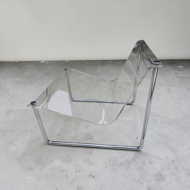 Plastic 1960s Attributed to Charles Hollis Jones Lucite Sling Chair For Sale - Image 7 of 12