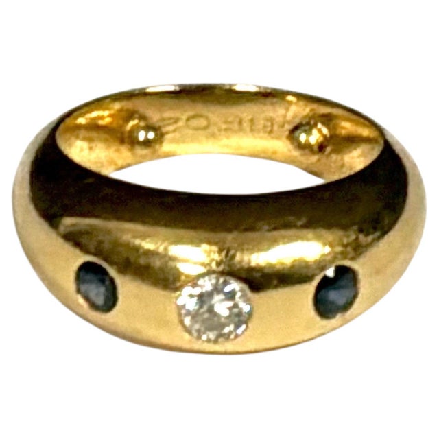 Cartier 18k Yellow Gold Diamond Sapphire Gypsy Ring, France For Sale - Image 9 of 14