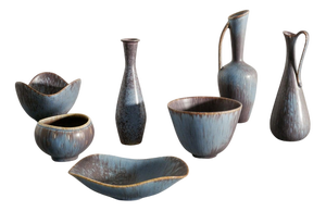 Blue Brown Ceramics by Gunnar Nylund, 1950s, Set of 7