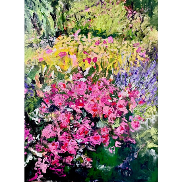 Inspired by a neighborhood garden I pass each day, this painting captures the joyful abundance of summer roses, lavender...