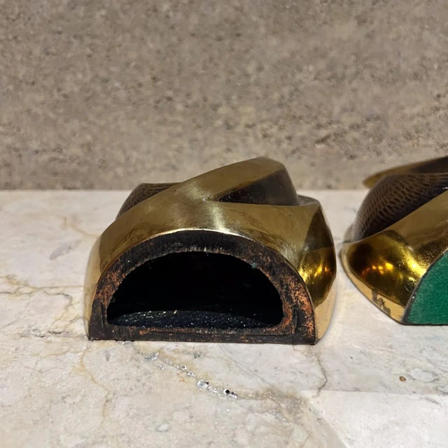 1950s Ben Seibel Teardrop Brass Flame Bookend Pair For Sale - Image 9 of 11