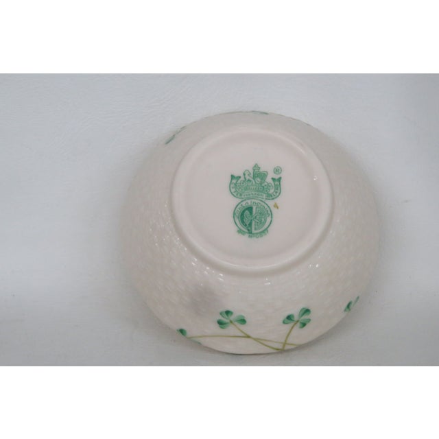 Ceramic Belleek Ireland Porcelain Shamrock Pattern Cream Yellow Luster Sugar Bowl 4685b For Sale - Image 7 of 14
