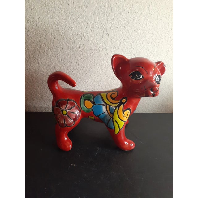 Ceramic Gorgeous Mexican Folk Talavera Art Doggie Figurine. For Sale - Image 7 of 7