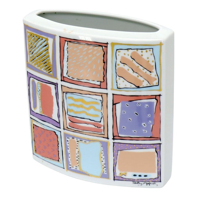 20th Century German White Porcelain Square Vase Painted Rosenthal Studio-Linie For Sale