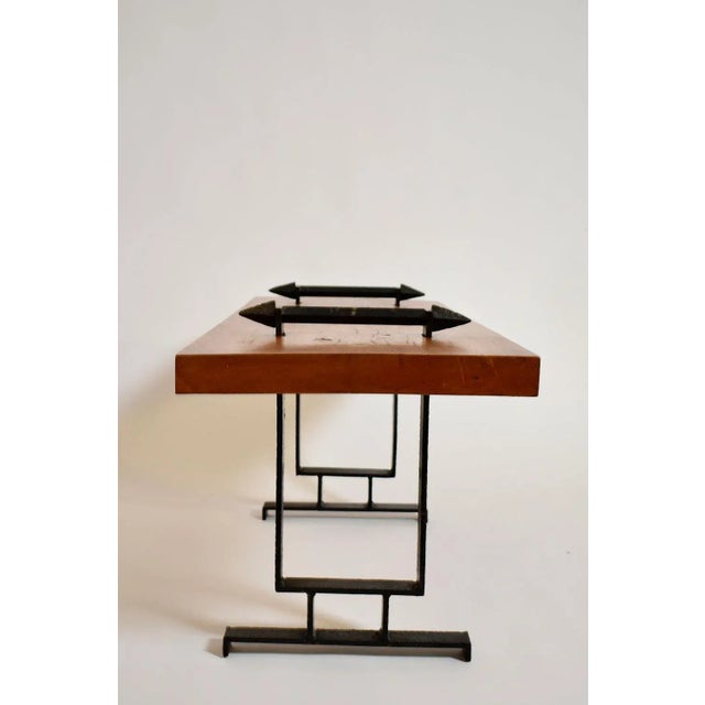Coffee Table in Wrought Iron and Natural Wood, 1950s For Sale - Image 3 of 5