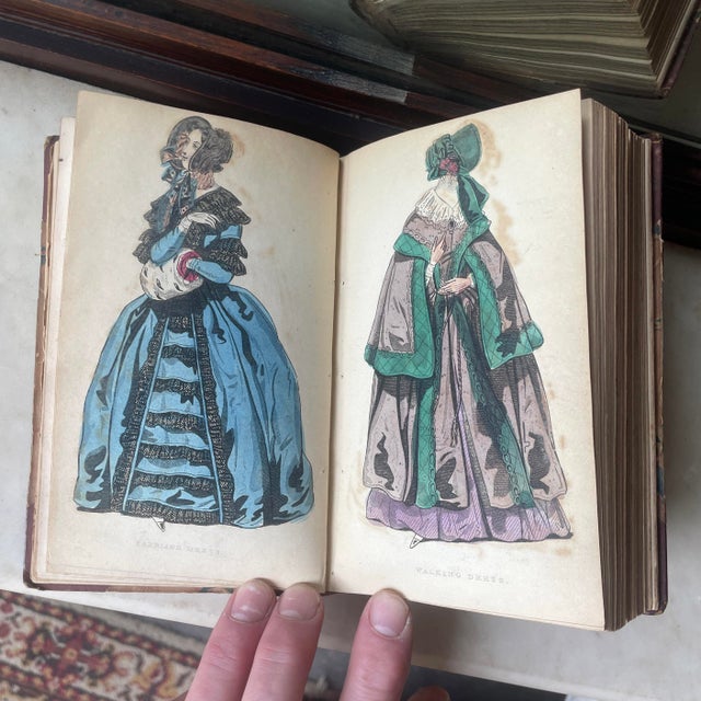 Incredibly beautiful 1841 rare book. “The Ladies’ Cabinet of Fashion, Music and Romance” , with numerous hand-colored...