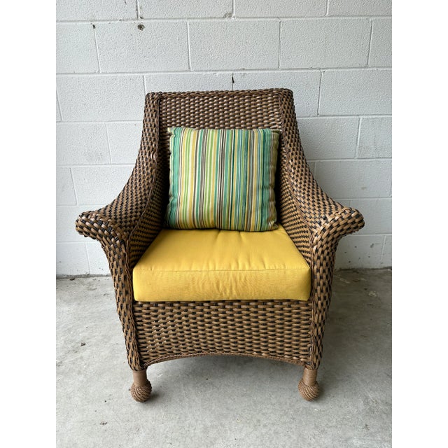 2000 - 2009 Tommy Bahama Weathered Resin Wicker Chair For Sale - Image 5 of 8