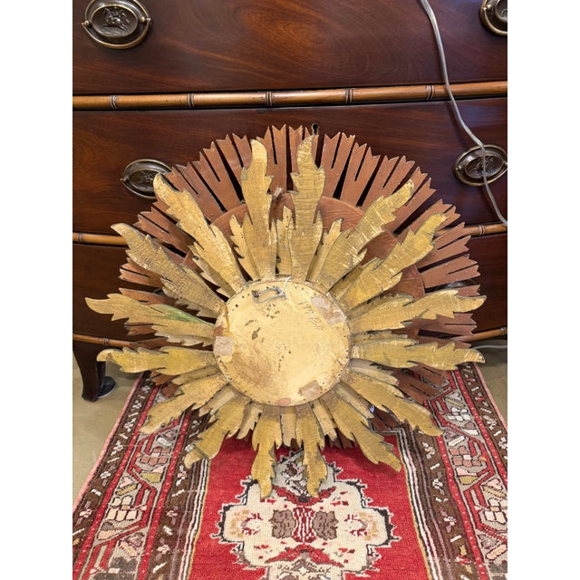 Gold Vintage Sunburst Mirror For Sale - Image 8 of 8
