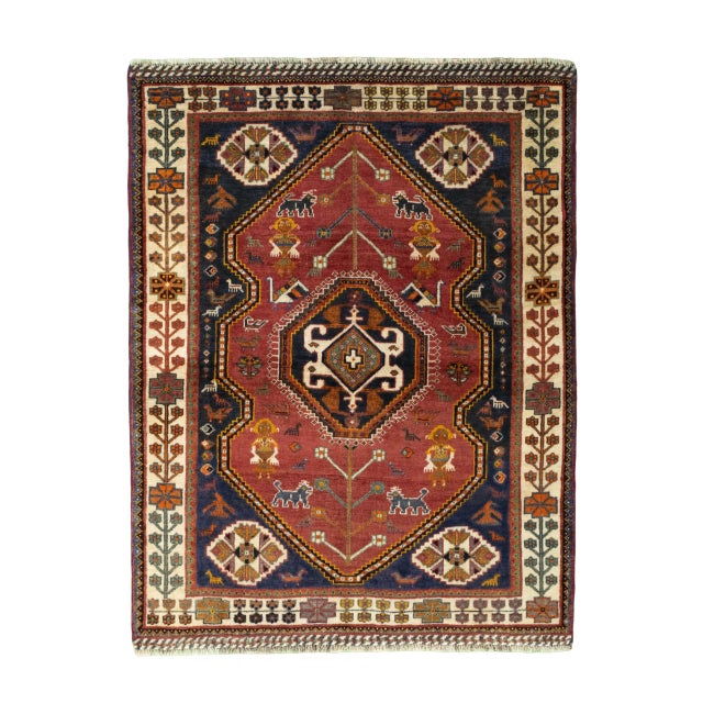 Hand-Knotted Shiraz Ghashghai Rug with Nomadic Art with Symbolic Power For Sale - Image 11 of 11