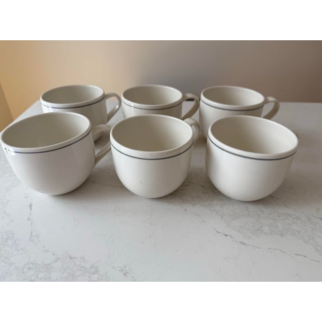 John Julian Simple Porcelain Mugs With Grey Line, Made in England- Set of 6 For Sale In New York - Image 6 of 12