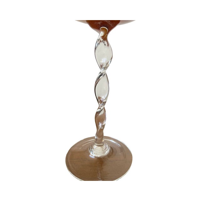 Italian Vintage Rare Butterscotch Empoli Glass Snifter Goblet Carafe Italian Italy 1960s For Sale - Image 3 of 8