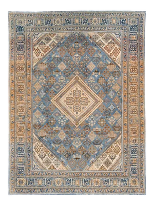Antique Tabriz Blue Handmade Designed Persian Wool Rug