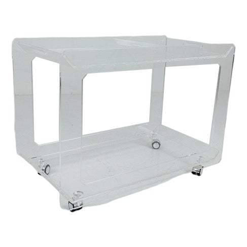 Italian Acrylic LCP Transparent Trolley Space Age, 1980s For Sale