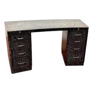 Vintage Cerused Oak Executive Desk, in the Style of James Mont For Sale