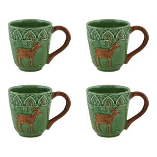 Bordallo Pinheiro Woods 15.5 oz Mugs, Deer, Set of 4 For Sale