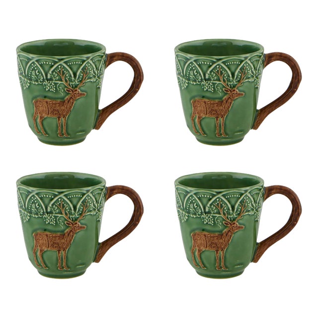 Bordallo Pinheiro Woods 15.5 oz Mugs, Deer, Set of 4 For Sale