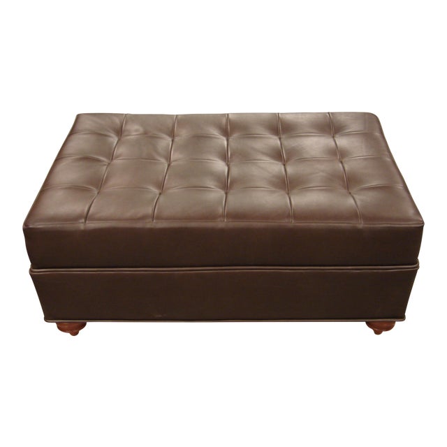 Brown Leather Rectangular Ottoman Chairish