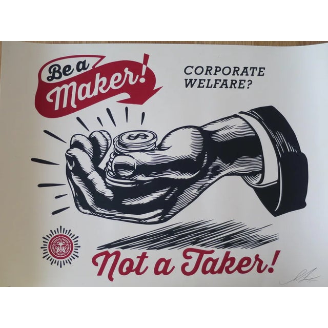 Contemporary Shepard Fairey (Obey), Corporate Welfare, 2015, Silkscreen For Sale - Image 3 of 6