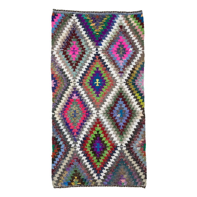 Textile Vintage Turkish Colorful Kilim Rug - 5′2″ × 9′10″ For Sale - Image 7 of 7