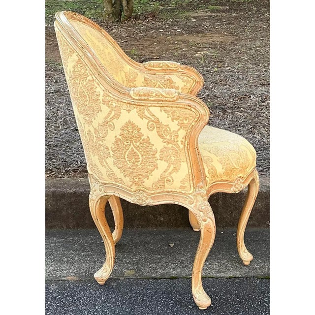 1970s Italian Carved & Cerused Pine French Louis XV Style Barrel Tub Chairs - Pair For Sale - Image 5 of 16