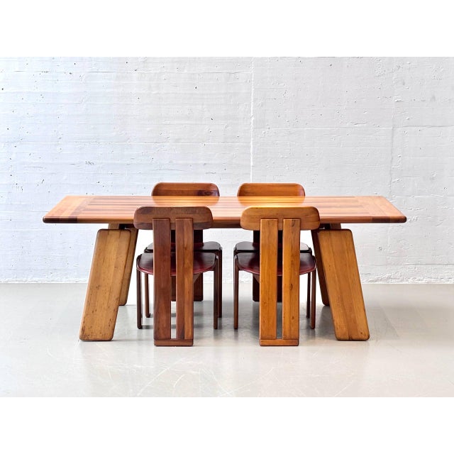 Sapporo Dining Table and Chairs in Walnut by Mario Marenco for Mobilgirgi, Italy, 1970s, Set of 5 For Sale - Image 5 of 16