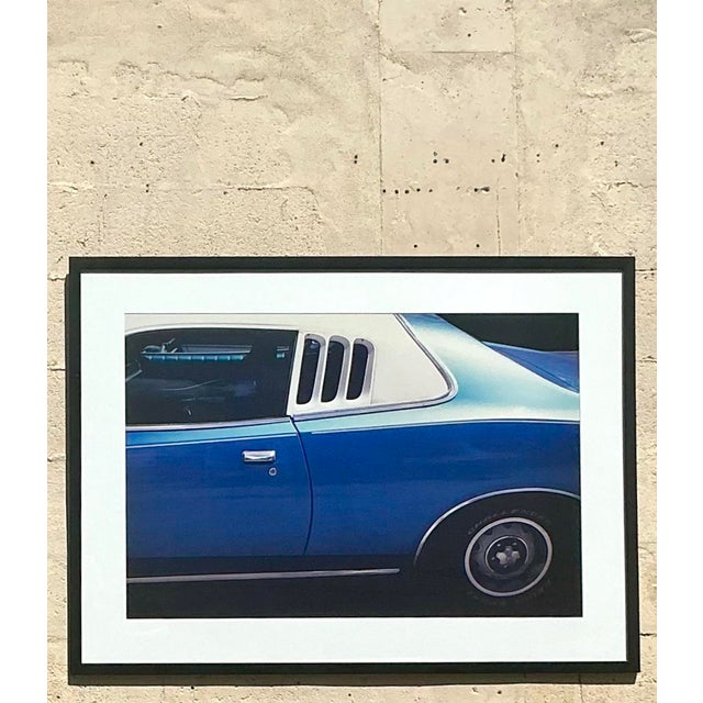 Vintage Vibrant Car Print in Frame For Sale - Image 4 of 11