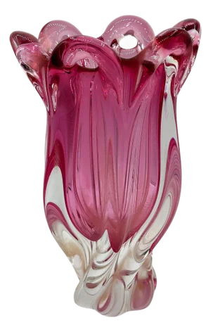 1950s MCM Czech Cranberry Art Glass Vase by Josef Hospodka for Chribska Glassworks