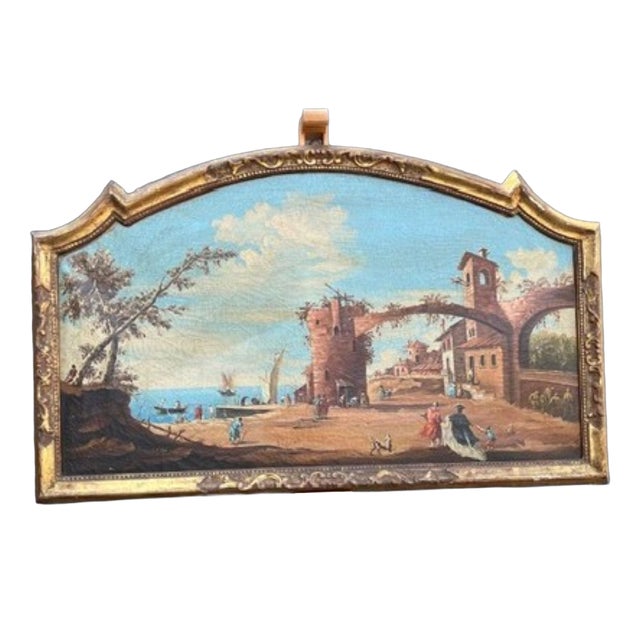 Venetian School Artist, Landscape Composition, 18th Century, Oil Painting on Canvas, Framed For Sale