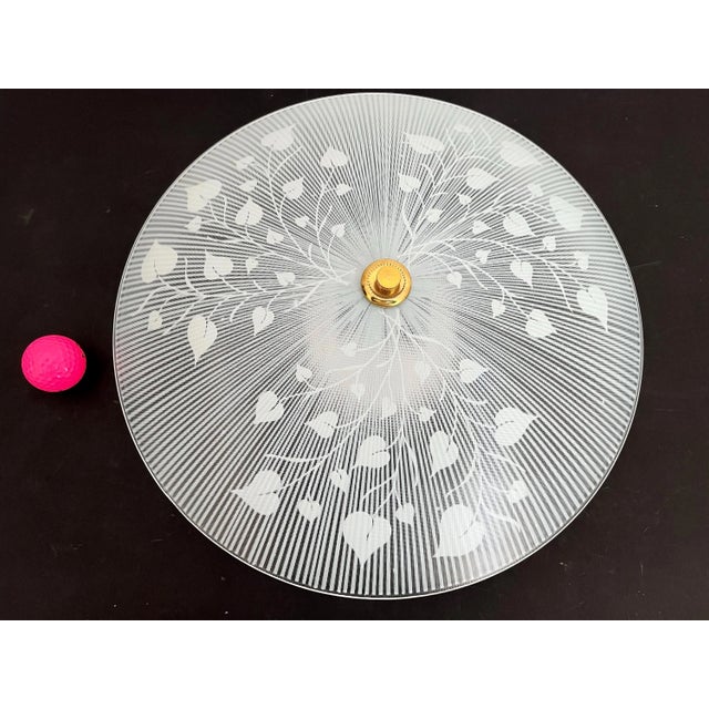 White 1960s Striped Leafy Flush Light For Sale - Image 8 of 15