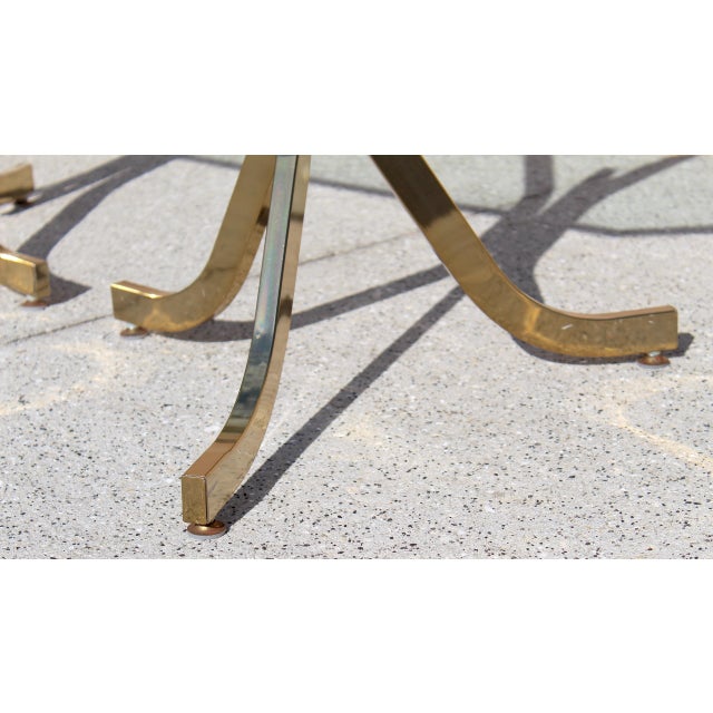 Vintage Mid-Century Modern Brass & Glass Dining Table | Milo Baughman Style, 1980s For Sale - Image 9 of 10
