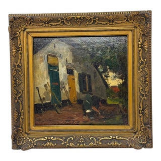 Pieter Adrianus "Piet" Schipperus Original Oil on Wood Farmhouse 1924 For Sale