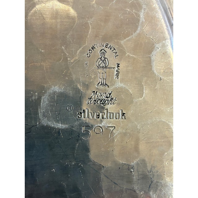 Vintage Hand Wrought Aluminum Tray With Leaf Handles For Sale - Image 11 of 11