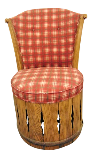 Rustic Oak Swivel Plaid Chair