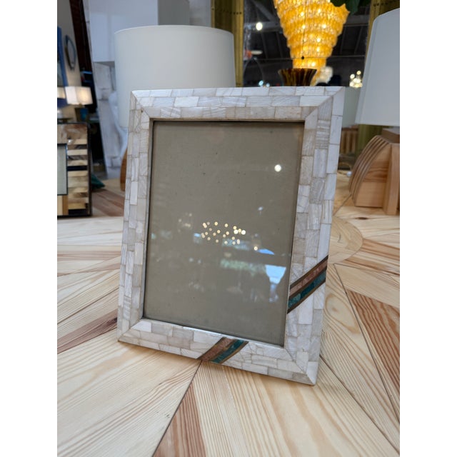 Mosaic Picture Frame With Turquoise Accents For Sale In Los Angeles - Image 6 of 6