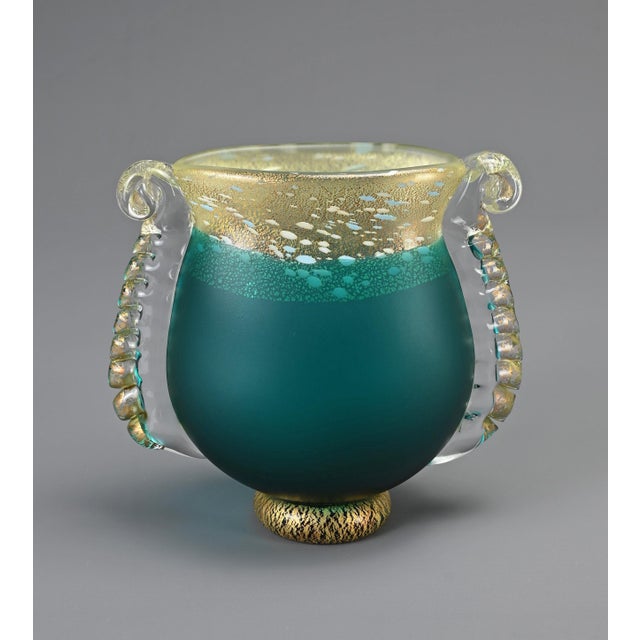 Japanese Green Art Glass Vase by Kuniaki Kuroki, 1990s For Sale - Image 11 of 13